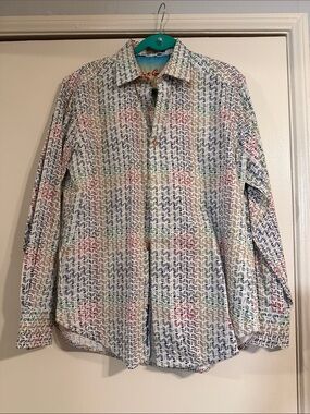 Robert Graham White Multi-Color Printed Dress Shirt